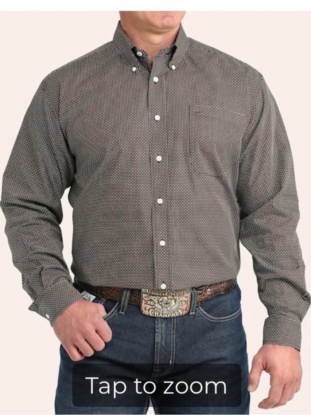 Brown and white mens cinch button up